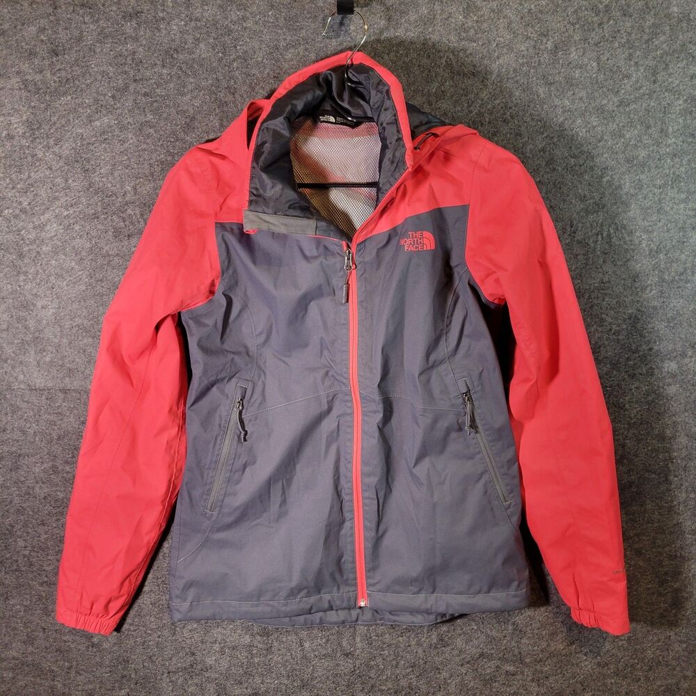 The North Face Womens Resolve Jacket Red/Blue Windbreaker Dryvent Hike Hooded